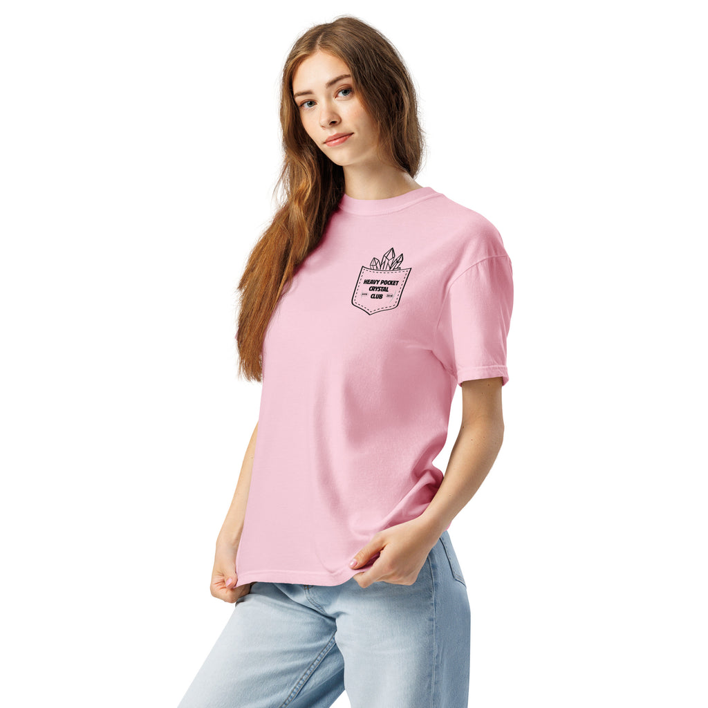 Crystal Lover T-Shirt - Crystal Cluster Sketch - Funny Infographic Tee - B&W - Comfort Colors