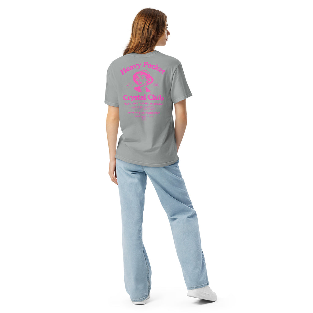 Heavy Pockets Crystal Club T-Shirt - Hot Pink - Good Vibes That Reach Globally - Retro Crystal Lover Unisex Tee