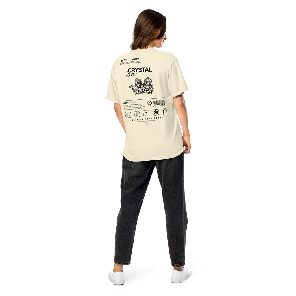 Crystal Lover T-Shirt - Crystal Cluster Sketch - Funny Infographic Tee - B&W - Comfort Colors