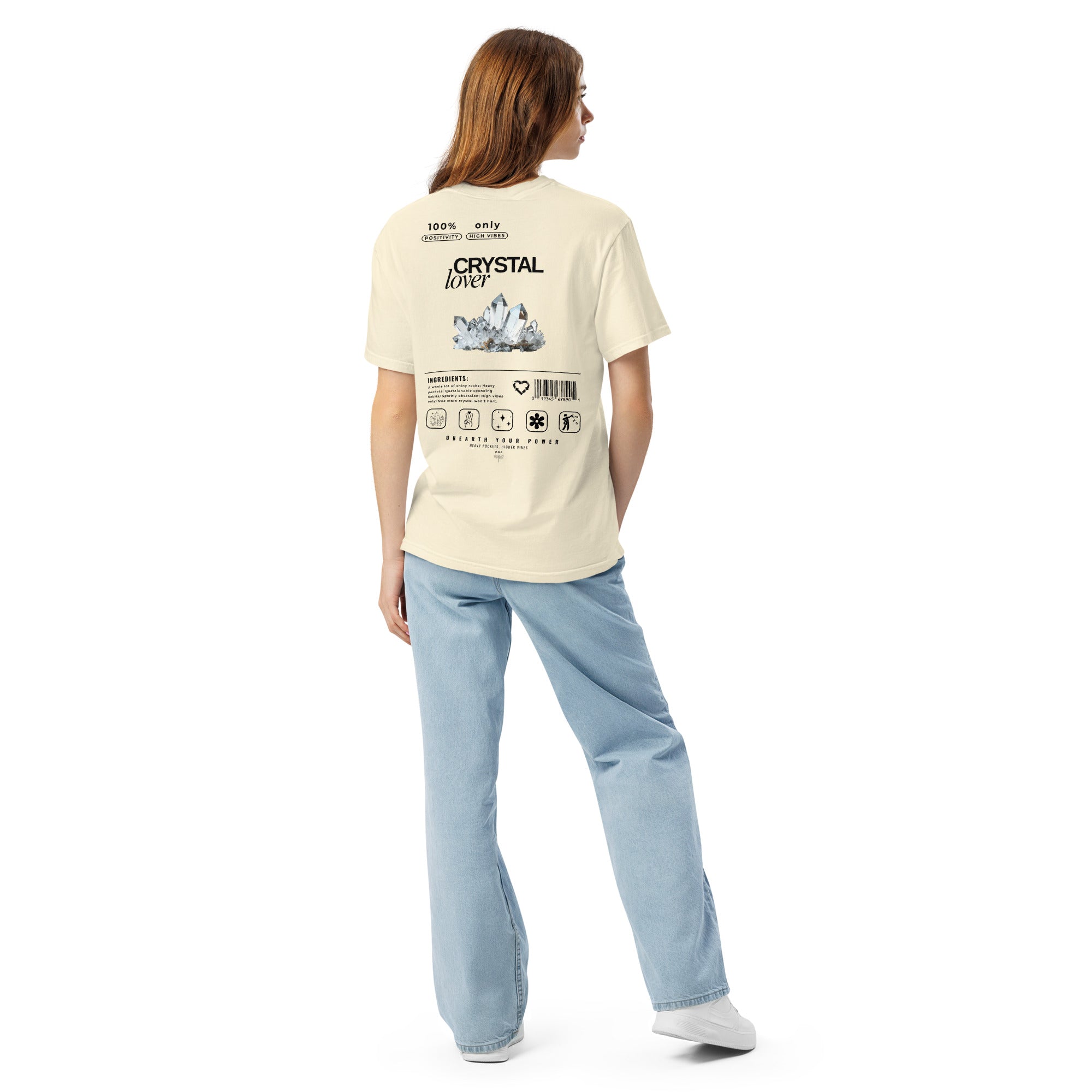 Crystal Lover T-Shirt -Clear Quartz Crystal - Funny Infographic Tee - Comfort Colors