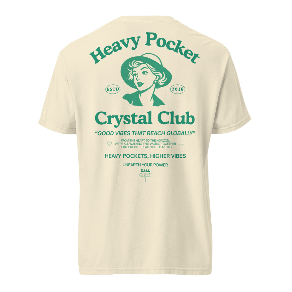 Heavy Pockets Crystal Club T-Shirt - Good Vibes That Reach Globally - Retro Crystal Lover Unisex Tee
