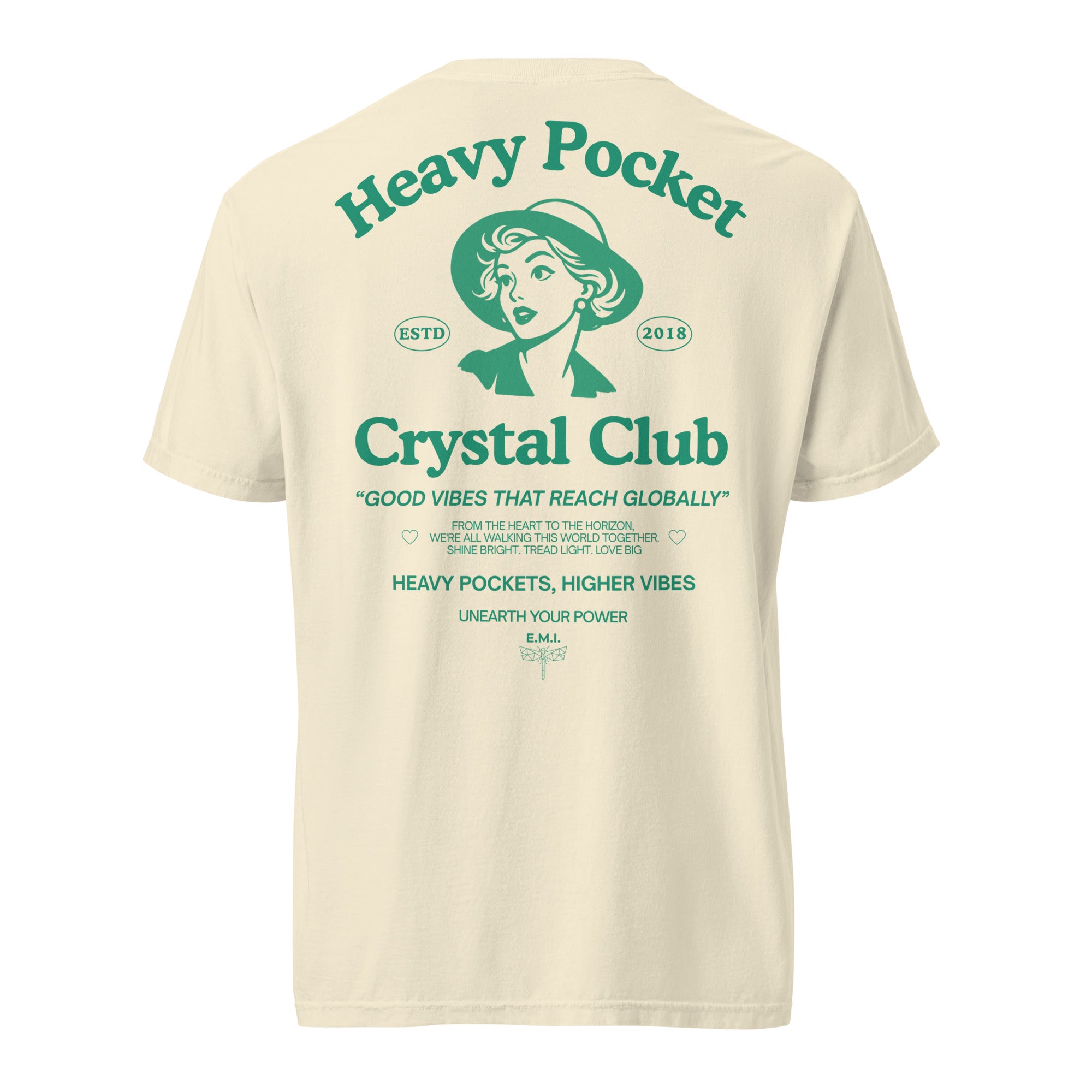 Heavy Pockets Crystal Club T-Shirt - Good Vibes That Reach Globally - Retro Crystal Lover Unisex Tee