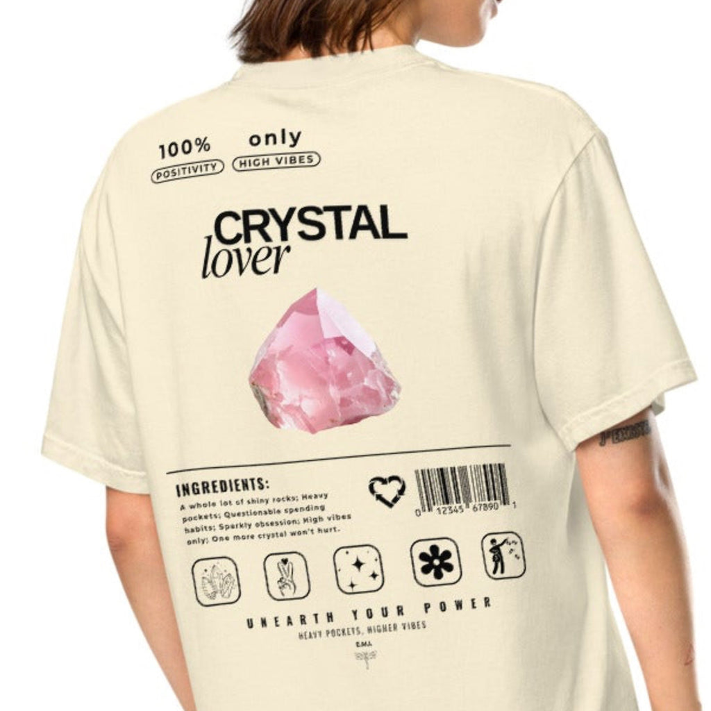 Crystal Lover T-Shirt - Rose Quartz Crystal - Funny Infographic Tee - Comfort Colors