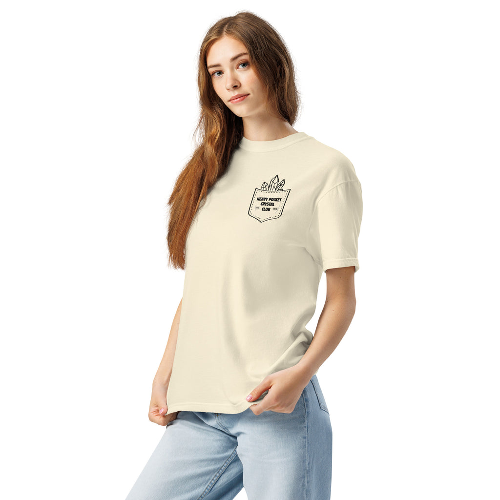 Crystal Lover T-Shirt - Crystal Cluster Sketch - Funny Infographic Tee - B&W - Comfort Colors