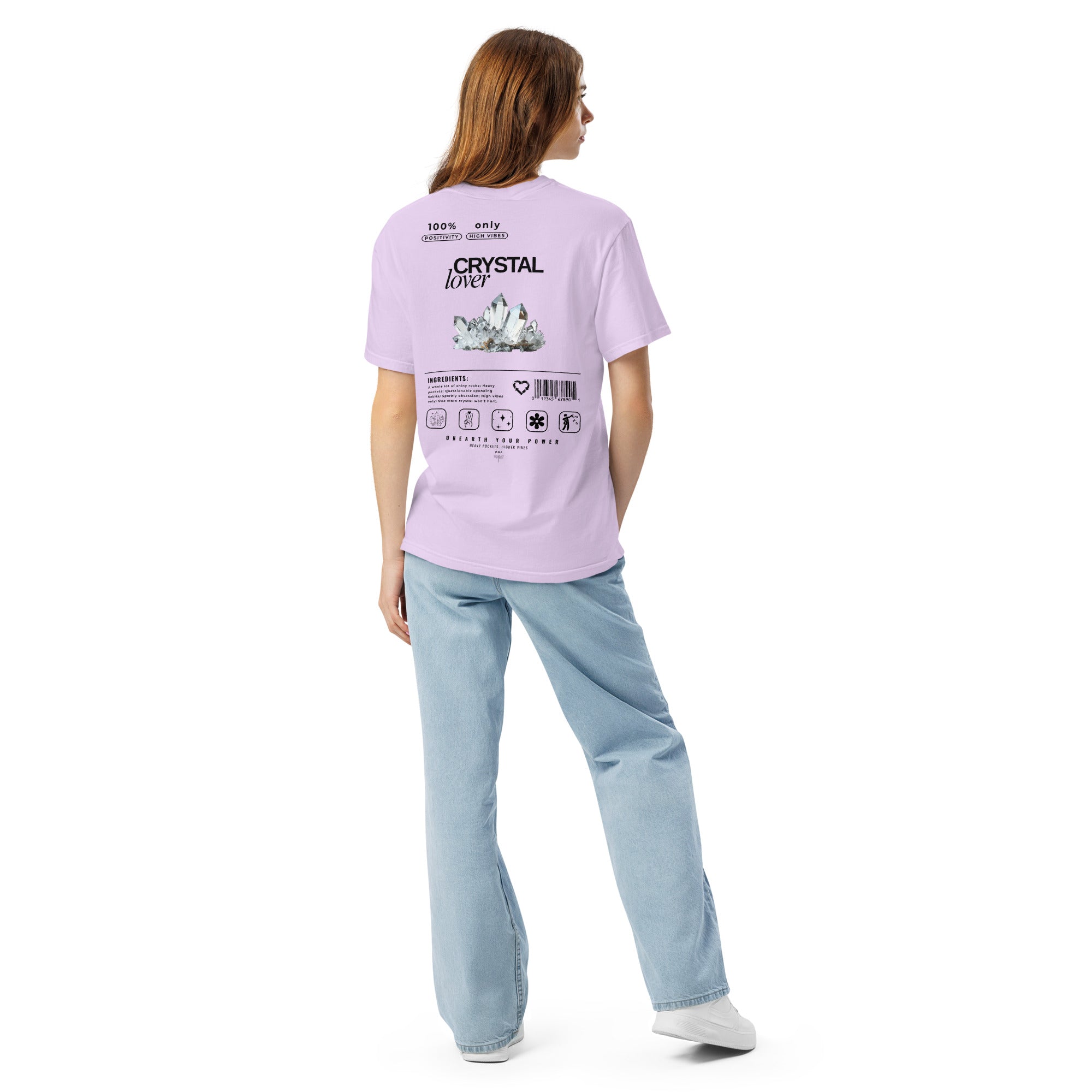 Crystal Lover T-Shirt -Clear Quartz Crystal - Funny Infographic Tee - Comfort Colors