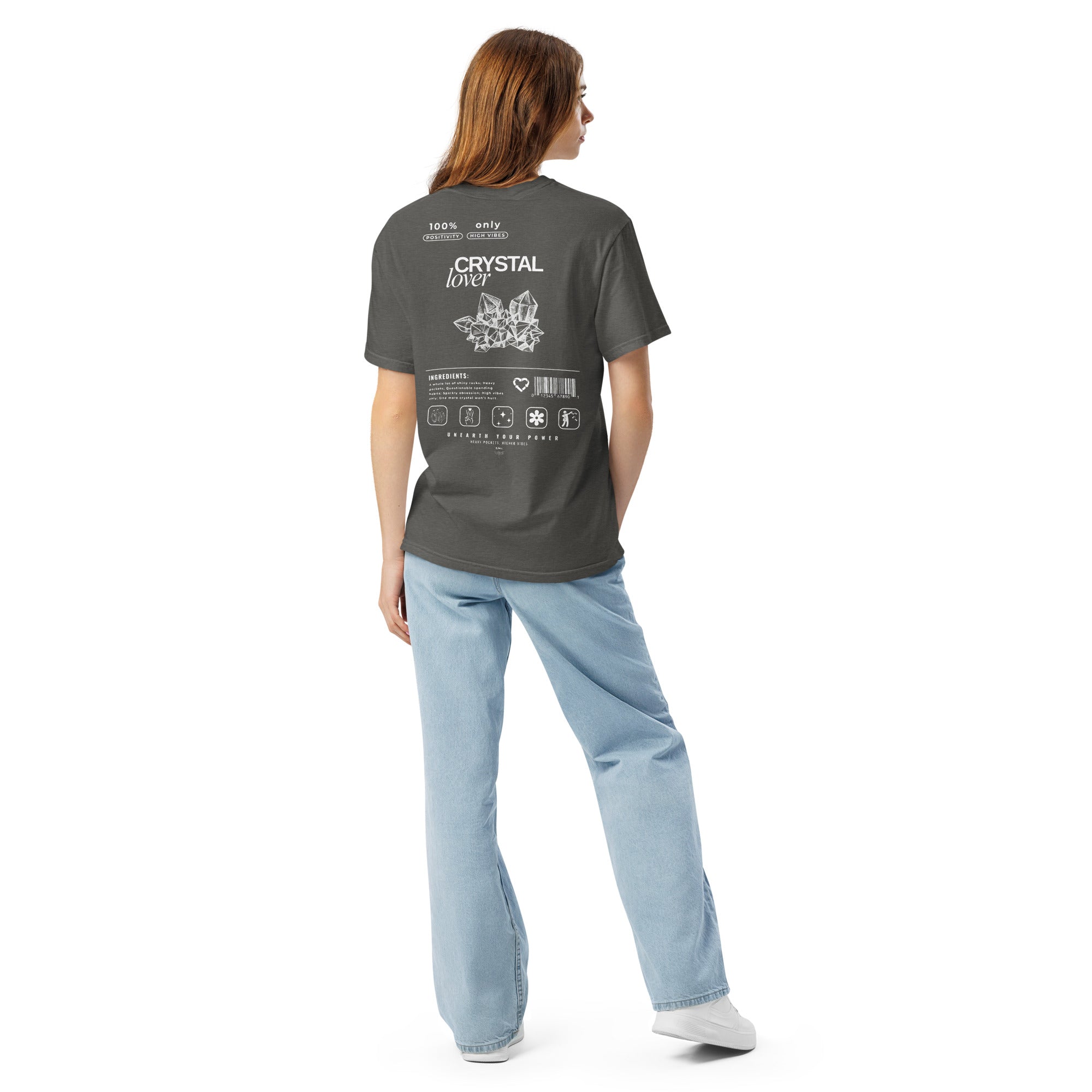 Crystal Lover T-Shirt - Crystal Cluster Sketch - Funny Infographic Tee - Comfort Colors