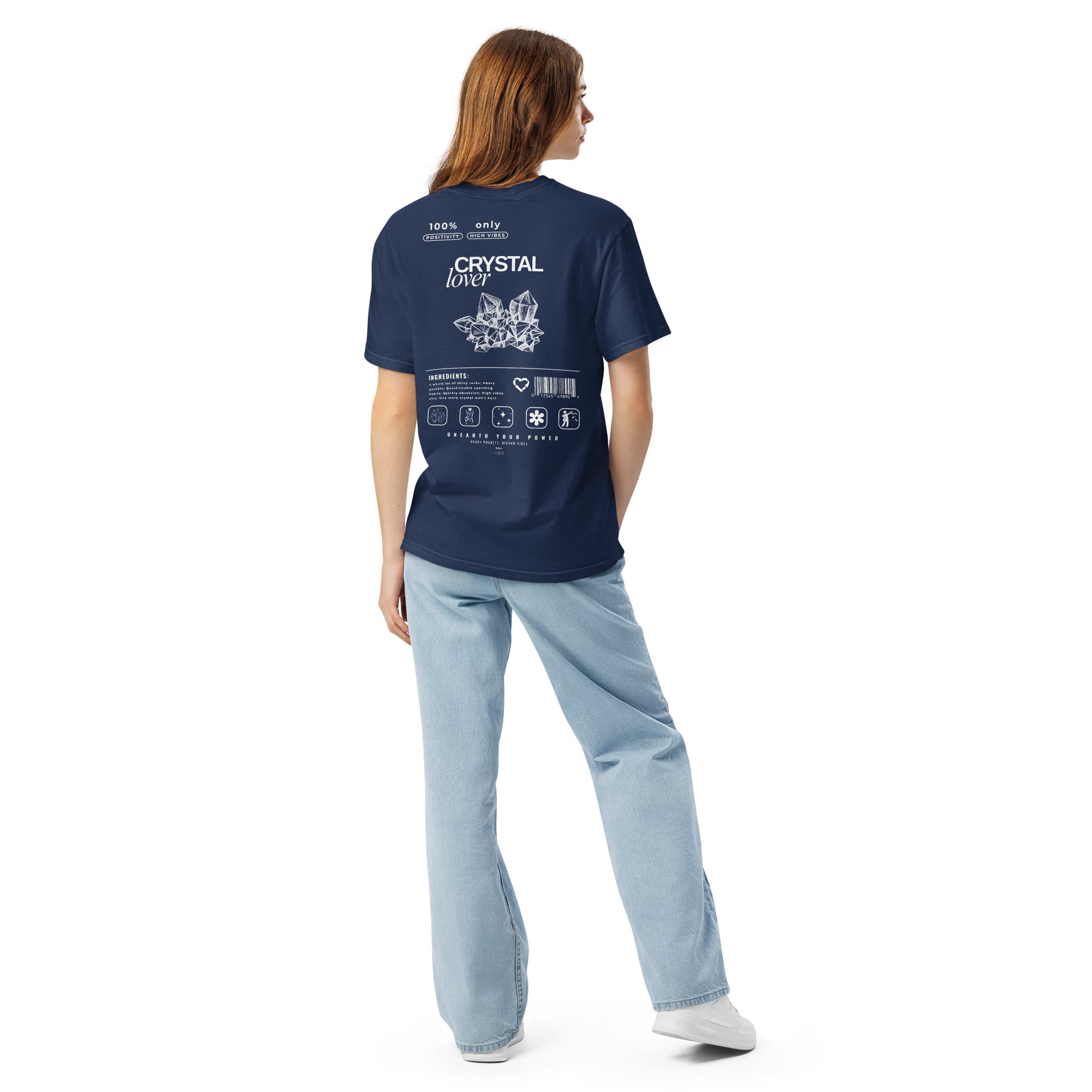 Crystal Lover T-Shirt - Crystal Cluster Sketch - Funny Infographic Tee - Comfort Colors