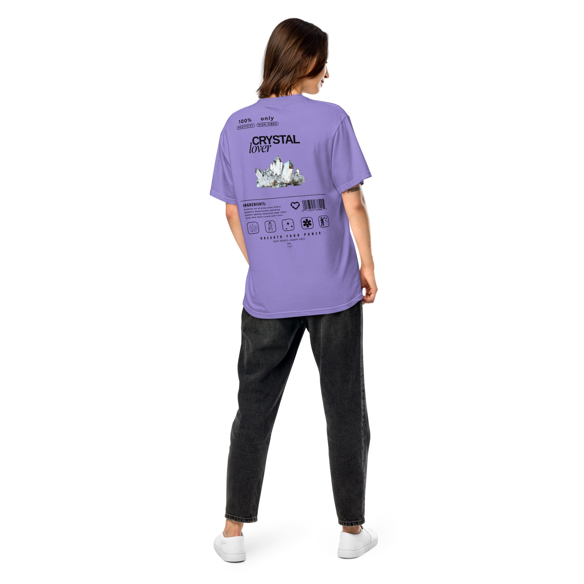 Crystal Lover T-Shirt -Clear Quartz Crystal - Funny Infographic Tee - Comfort Colors