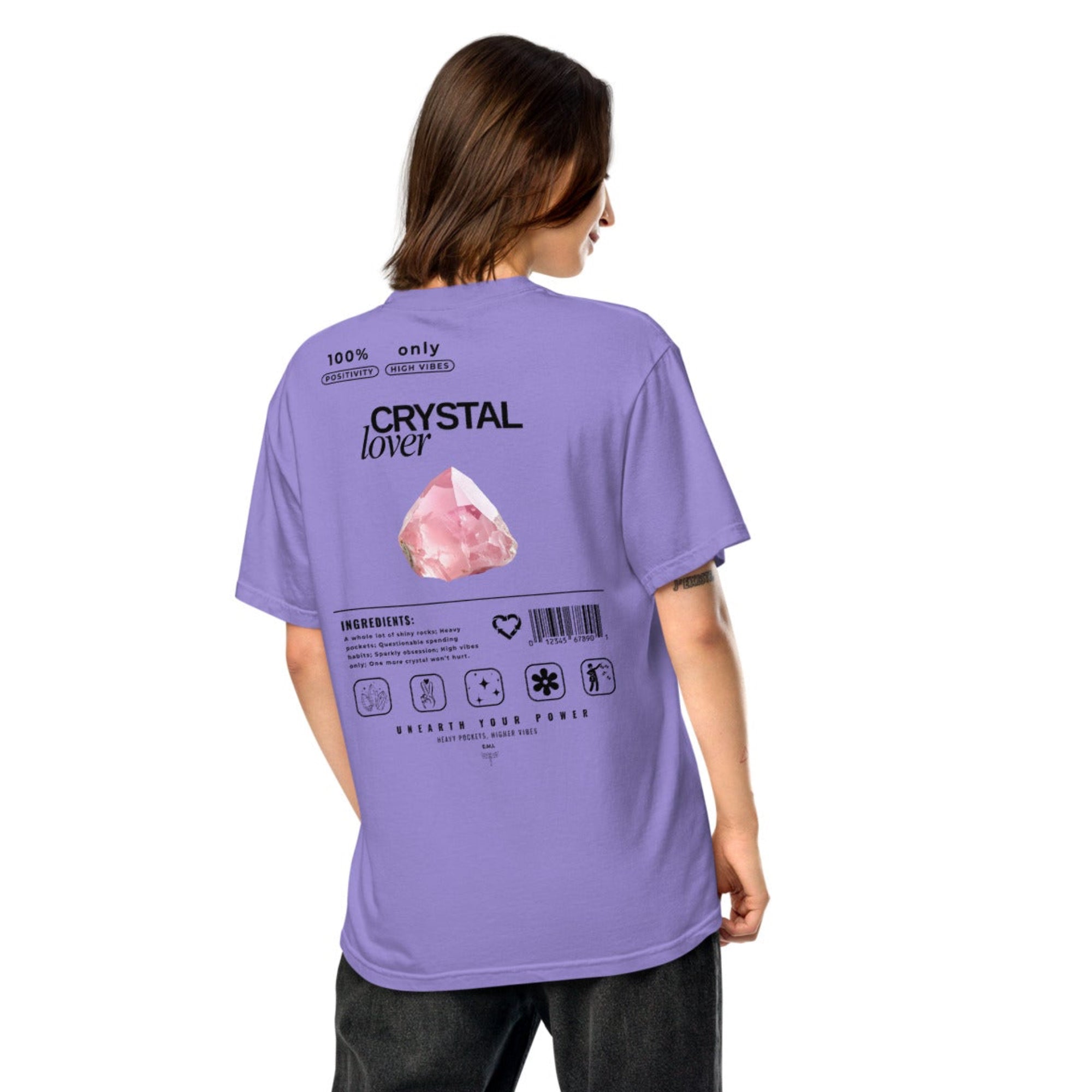 Crystal Lover T-Shirt - Rose Quartz Crystal - Funny Infographic Tee - Comfort Colors