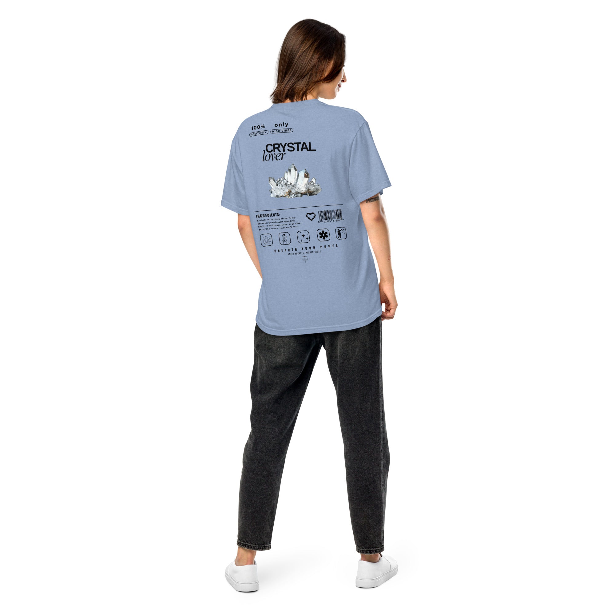 Crystal Lover T-Shirt -Clear Quartz Crystal - Funny Infographic Tee - Comfort Colors
