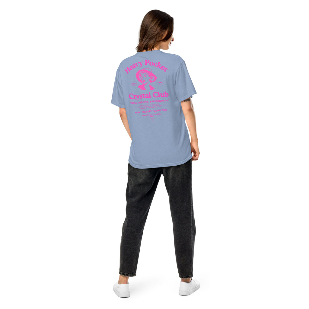 Heavy Pockets Crystal Club T-Shirt - Hot Pink - Good Vibes That Reach Globally - Retro Crystal Lover Unisex Tee