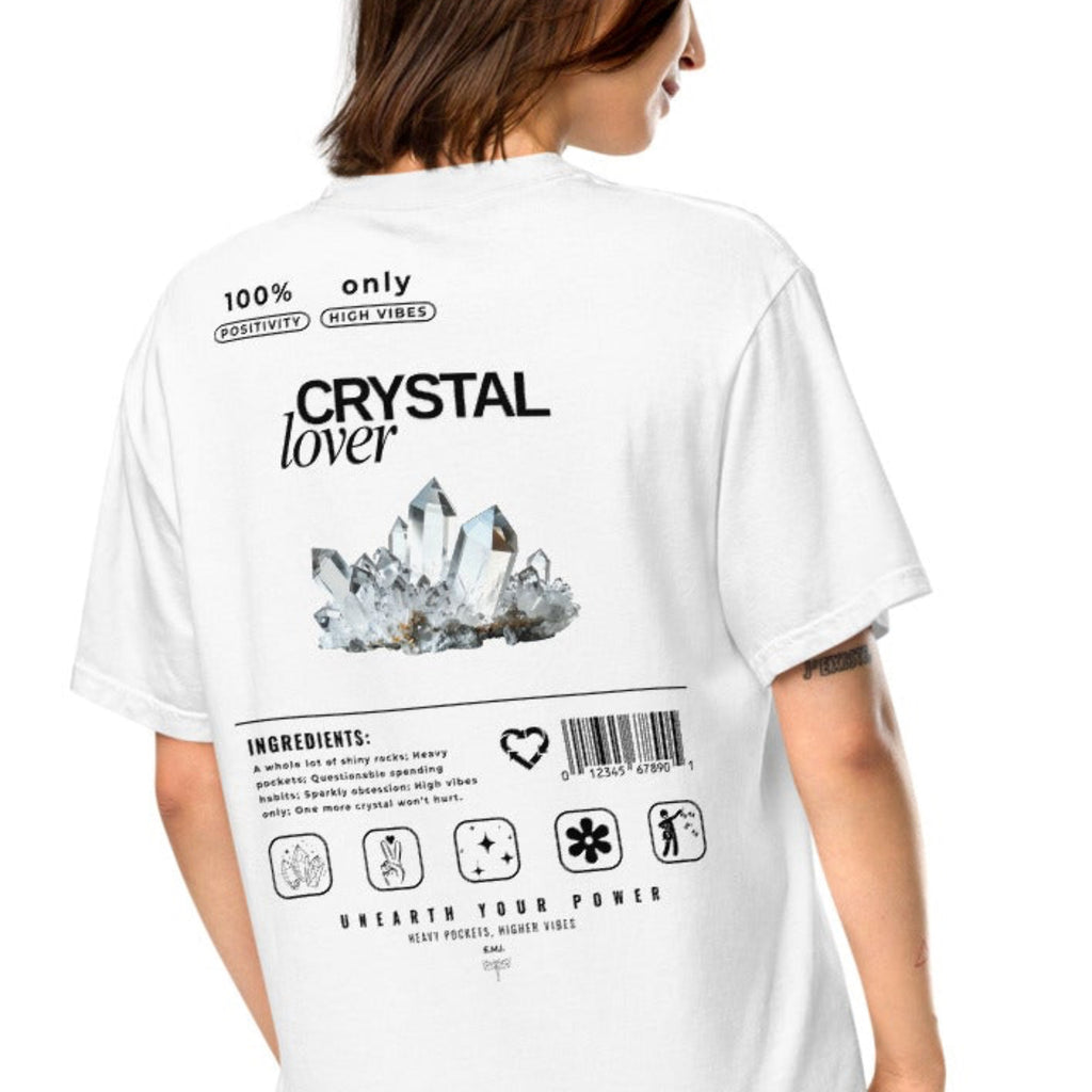 Crystal Lover T-Shirt -Clear Quartz Crystal - Funny Infographic Tee - Comfort Colors