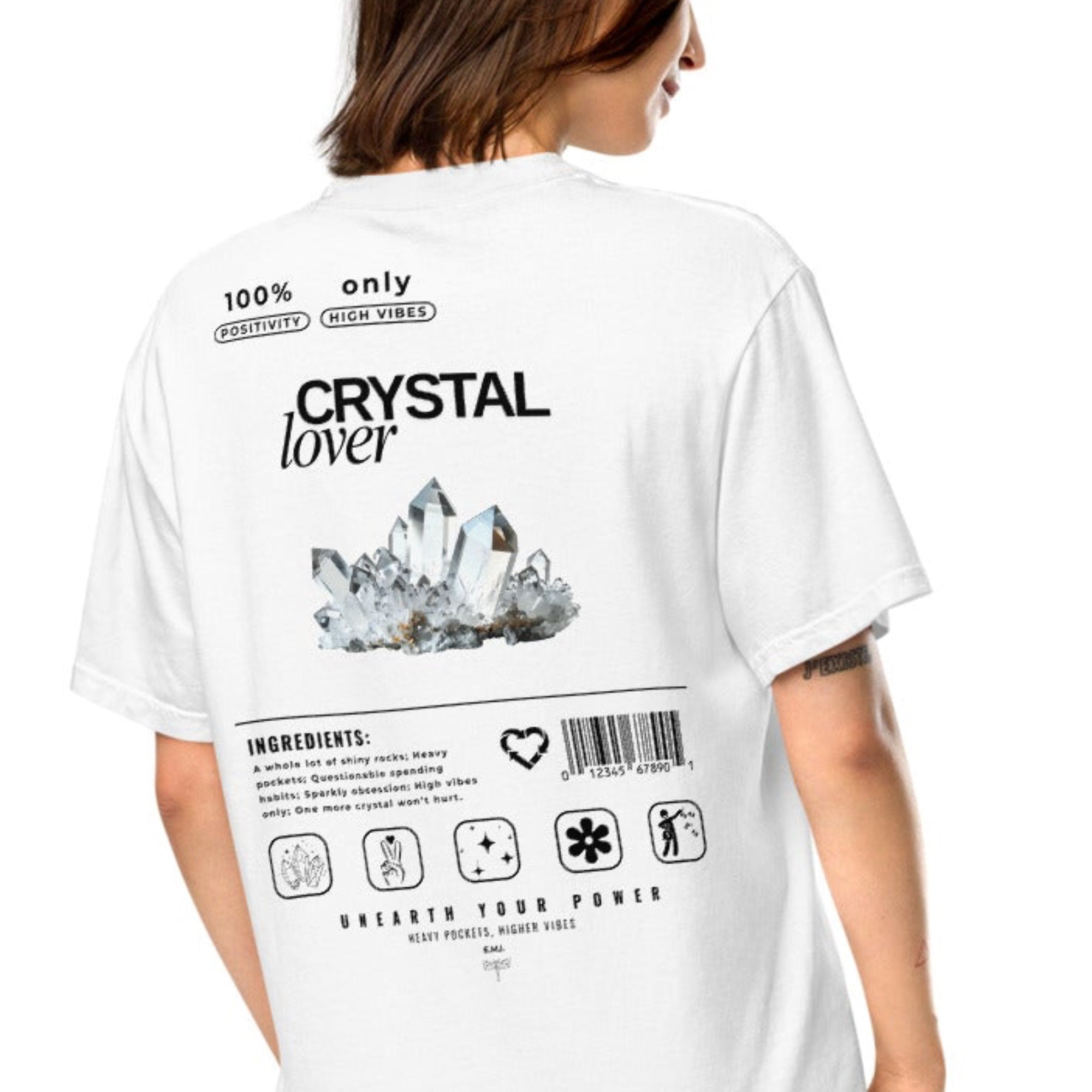 Crystal Lover T-Shirt -Clear Quartz Crystal - Funny Infographic Tee - Comfort Colors