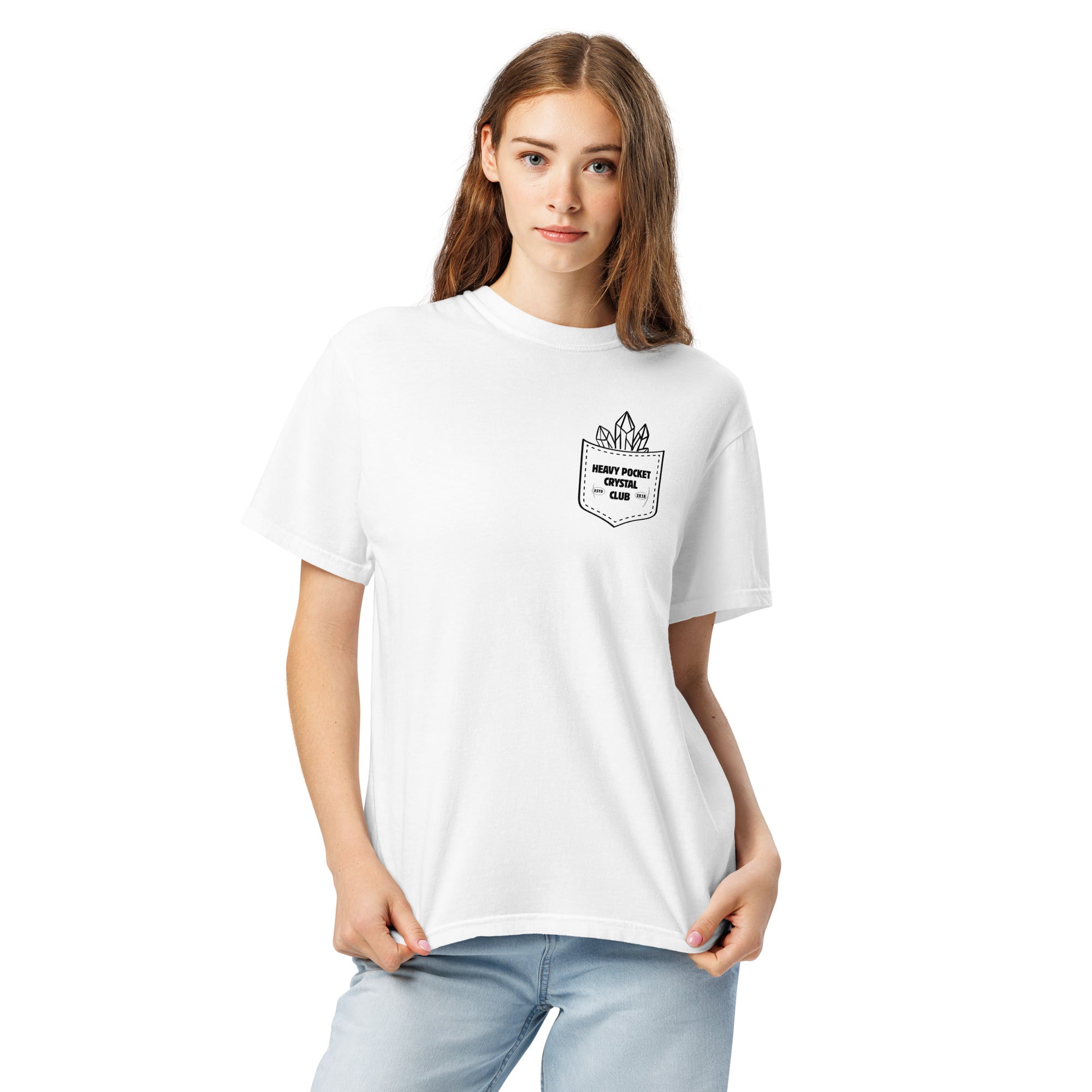 Crystal Lover T-Shirt - Crystal Cluster Sketch - Funny Infographic Tee - B&W - Comfort Colors