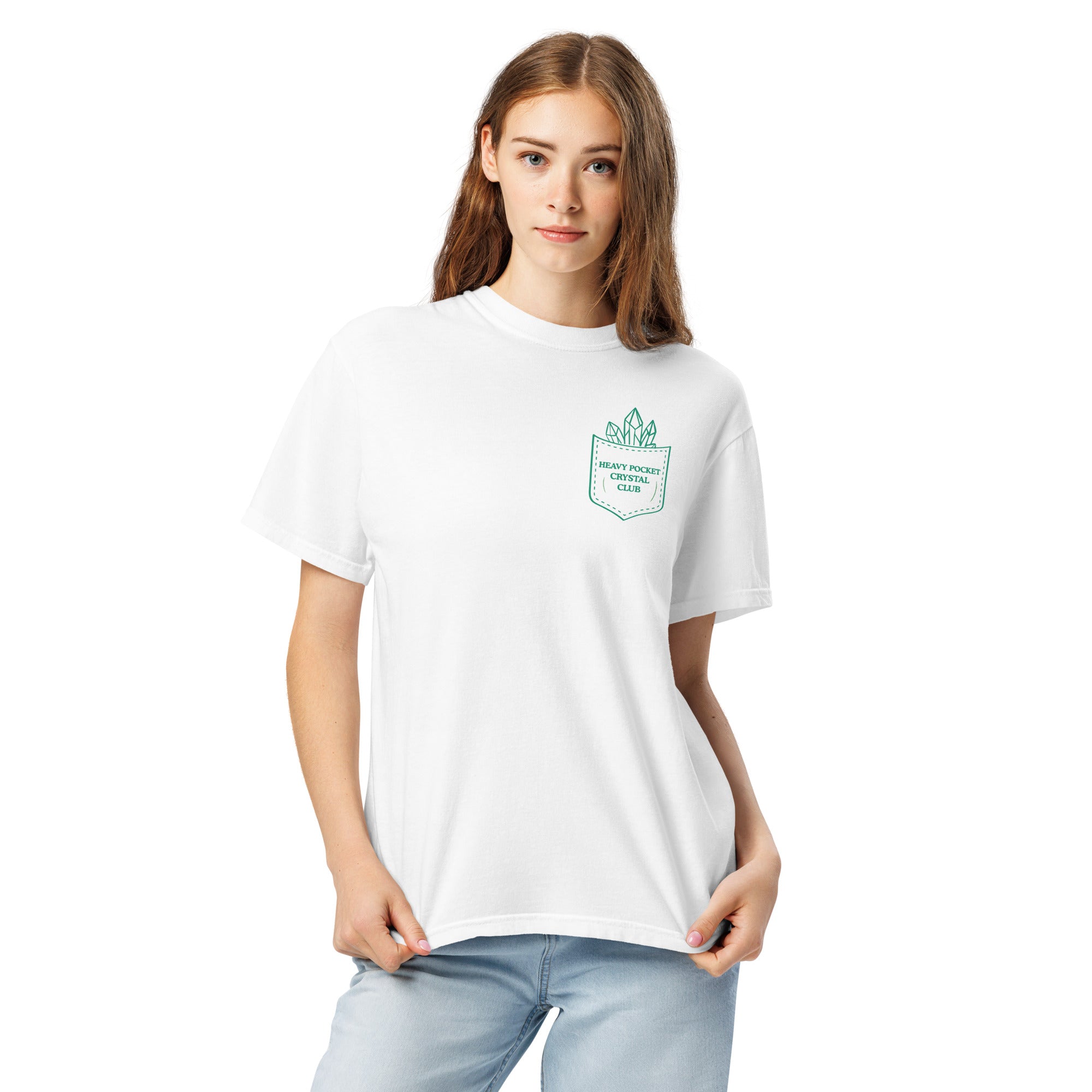 Heavy Pockets Crystal Club T-Shirt - Good Vibes That Reach Globally - Retro Crystal Lover Unisex Tee